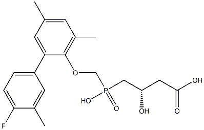 (3S)-3-Hydroxy-4-[hydroxy[2-(4-fluoro-3-methylphenyl)-4,6-dimethylphenoxymethyl]phosphinyl]butyric acid 구조식 이미지