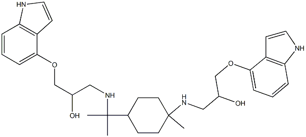 N,N'-Bis[3-(1H-indol-4-yloxy)-2-hydroxypropyl]-p-menthane-1,8-diamine 구조식 이미지