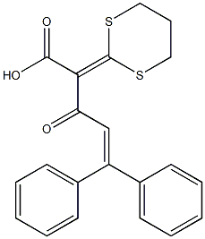 2-(1,3-Dithian-2-ylidene)-3-oxo-5,5-diphenyl-4-pentenoic acid 구조식 이미지