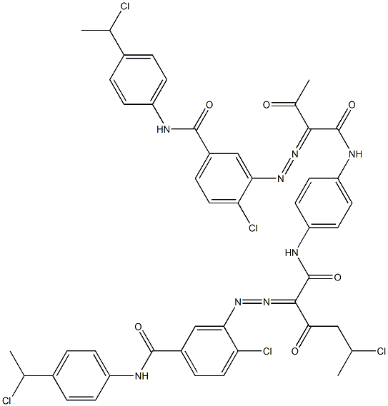 3,3'-[2-(1-Chloroethyl)-1,4-phenylenebis[iminocarbonyl(acetylmethylene)azo]]bis[N-[4-(1-chloroethyl)phenyl]-4-chlorobenzamide] 구조식 이미지