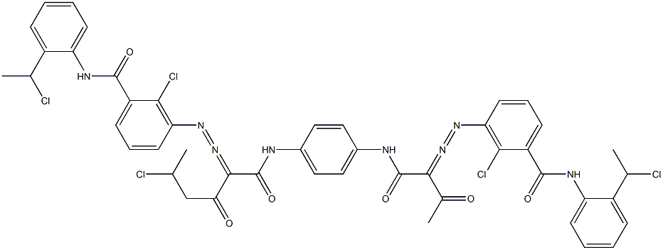 3,3'-[2-(1-Chloroethyl)-1,4-phenylenebis[iminocarbonyl(acetylmethylene)azo]]bis[N-[2-(1-chloroethyl)phenyl]-2-chlorobenzamide] Structure