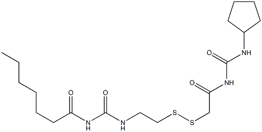 1-Heptanoyl-3-[2-[[(3-cyclopentylureido)carbonylmethyl]dithio]ethyl]urea Structure