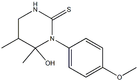 3,4,5,6-Tetrahydro-4,5-dimethyl-4-hydroxy-3-(p-methoxyphenyl)-2(1H)-pyrimidinethione 구조식 이미지
