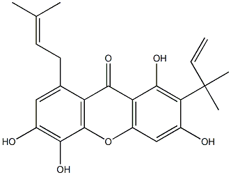 1,3,5,6-Tetrahydroxy-8-(3-methyl-2-butenyl)-2-(1,1-dimethyl-2-propenyl)xanthone 구조식 이미지