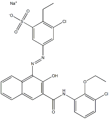 3-Chloro-2-ethyl-5-[[3-[[(3-chloro-2-ethoxyphenyl)amino]carbonyl]-2-hydroxy-1-naphtyl]azo]benzenesulfonic acid sodium salt Structure