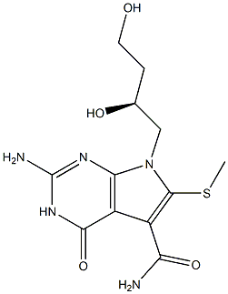 2-Amino-3,4-dihydro-6-methylthio-7-[(S)-2,4-dihydroxybutyl]-4-oxo-7H-pyrrolo[2,3-d]pyrimidine-5-carboxamide 구조식 이미지