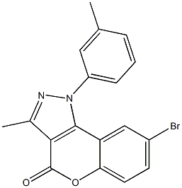 8-Bromo-3-methyl-1-(3-methylphenyl)[1]benzopyrano[4,3-c]pyrazol-4(1H)-one 구조식 이미지