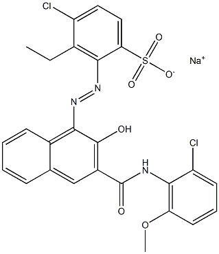 4-Chloro-3-ethyl-2-[[3-[[(2-chloro-6-methoxyphenyl)amino]carbonyl]-2-hydroxy-1-naphtyl]azo]benzenesulfonic acid sodium salt Structure