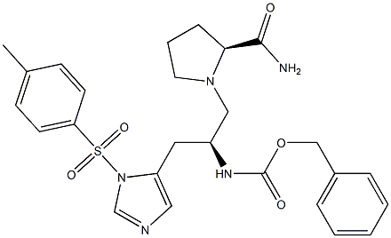 1-[(S)-2-(Benzyloxycarbonylamino)-3-[3-(p-toluenesulfonyl)-3H-imidazol-4-yl]propyl]-L-prolinamide Structure