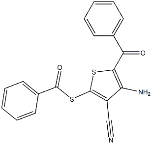 Thiobenzoic acid S-(2-benzoyl-3-amino-4-cyanothiophen-5-yl) ester Structure