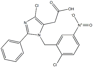 4-Chloro-1-(2-chloro-5-nitrobenzyl)-2-(phenyl)-1H-imidazole-5-acetic acid 구조식 이미지