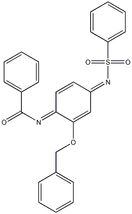 N-[2-(Benzyloxy)-4-[(phenylsulfonyl)imino]-2,5-cyclohexadiene-1-ylidene]benzamide 구조식 이미지