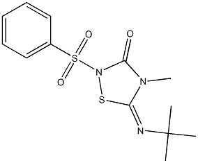 4-Methyl-2-(phenylsulfonyl)-5-(tert-butylimino)-4,5-dihydro-1,2,4-thiadiazol-3(2H)-one 구조식 이미지