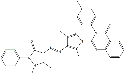 3-(4-Methylphenyl)-2-[3,5-dimethyl-4-[[(1,5-dimethyl-2,3-dihydro-2-phenyl-3-oxo-1H-pyrazol)-4-yl]azo]-1H-pyrazol-1-yl]quinazolin-4(3H)-one Structure