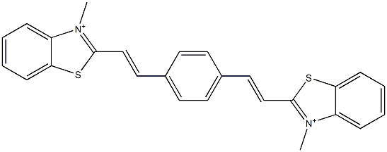 2,2'-[1,4-Phenylenebis(2,1-ethenediyl)]bis(3-methylbenzothiazol-3-ium) 구조식 이미지