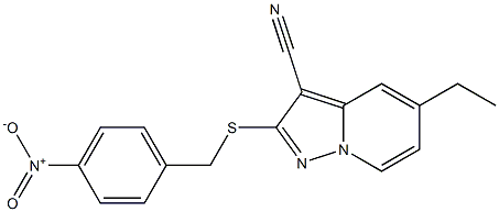 2-[[(4-Nitrophenyl)methyl]thio]-5-ethyl-pyrazolo[1,5-a]pyridine-3-carbonitrile 구조식 이미지