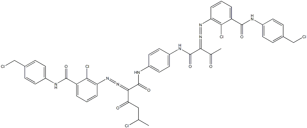 3,3'-[2-(1-Chloroethyl)-1,4-phenylenebis[iminocarbonyl(acetylmethylene)azo]]bis[N-[4-(chloromethyl)phenyl]-2-chlorobenzamide] 구조식 이미지