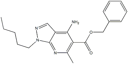 1-Pentyl-4-amino-6-methyl-1H-pyrazolo[3,4-b]pyridine-5-carboxylic acid benzyl ester 구조식 이미지