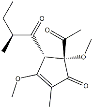 (4S,5R)-5-Acetyl-3,5-dimethoxy-2-methyl-4-[(2S)-2-methylbutanoyl]-2-cyclopenten-1-one Structure