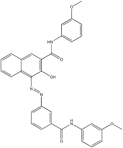 4-[[3-[[(3-Methoxyphenyl)amino]carbonyl]phenyl]azo]-3-hydroxy-N-(3-methoxyphenyl)-2-naphthalenecarboxamide 구조식 이미지