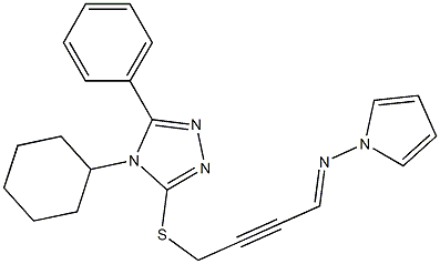 4-Cyclohexyl-5-phenyl-3-[[4-pyrrolizino-2-butynyl]thio]-4H-1,2,4-triazole 구조식 이미지