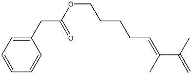 Phenylacetic acid 6,7-dimethyl-5,7-octadienyl ester Structure
