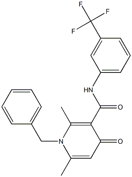 1-Benzyl-1,4-dihydro-2,6-dimethyl-N-(3-trifluoromethylphenyl)-4-oxopyridine-3-carboxamide 구조식 이미지