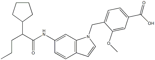 4-[6-(2-Cyclopentylpentanoyl)amino-1H-indol-1-ylmethyl]-3-methoxybenzoic acid 구조식 이미지