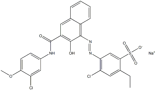 4-Chloro-2-ethyl-5-[[3-[[(3-chloro-4-methoxyphenyl)amino]carbonyl]-2-hydroxy-1-naphtyl]azo]benzenesulfonic acid sodium salt Structure