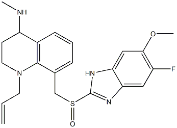 1,2,3,4-Tetrahydro-1-(2-propenyl)-4-methylamino-8-(5-fluoro-6-methoxy-1H-benzimidazol-2-ylsulfinylmethyl)quinoline 구조식 이미지