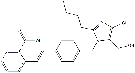 2-[(E)-2-[4-(2-Butyl-4-chloro-5-hydroxymethyl-1H-imidazol-1-ylmethyl)phenyl]ethenyl]benzoic acid 구조식 이미지