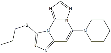 9-Propylthio-5-piperidinobis[1,2,4]triazolo[1,5-a:4',3'-c]pyrimidine 구조식 이미지