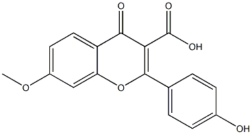 7-Methoxy-2-[4-hydroxyphenyl]-4-oxo-4H-1-benzopyran-3-carboxylic acid 구조식 이미지