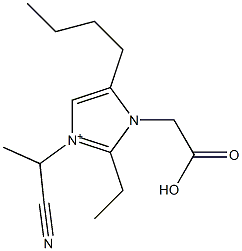 3-(1-Cyanoethyl)-2-ethyl-5-butyl-1-(carboxymethyl)-1H-imidazol-3-ium Structure