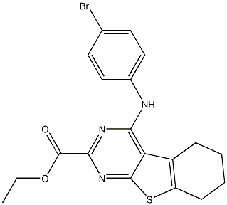 5,6,7,8-Tetrahydro-4-(4-bromophenylamino)[1]benzothieno[2,3-d]pyrimidine-2-carboxylic acid ethyl ester 구조식 이미지