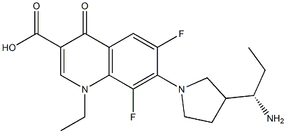 7-[3-[(1S)-1-Aminopropyl]-1-pyrrolidinyl]-1-ethyl-6,8-difluoro-1,4-dihydro-4-oxo-3-quinolinecarboxylic acid 구조식 이미지