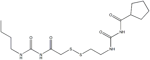 1-(Cyclopentylcarbonyl)-3-[2-[[(3-butylureido)carbonylmethyl]dithio]ethyl]urea Structure