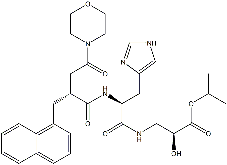 (2S)-3-[N-[(2R)-3-(Morpholinocarbonyl)-2-[(naphthalen-1-yl)methyl]propionyl]-L-histidyl]amino-2-hydroxypropanoic acid isopropyl ester Structure