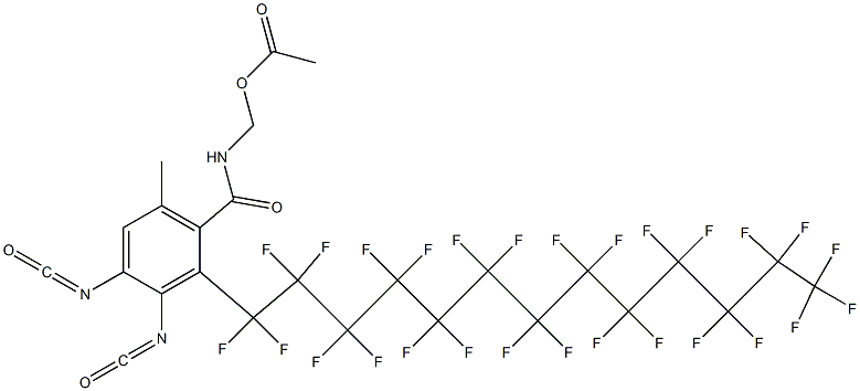 N-(Acetyloxymethyl)-2-(heptacosafluorotridecyl)-3,4-diisocyanato-6-methylbenzamide 구조식 이미지