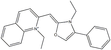 1-Ethyl-2-[[3-ethyl-4-phenyloxazol-2(3H)-ylidene]methyl]quinolinium Structure