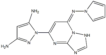 5-(3,5-Diamino-1H-pyrazol-1-yl)-7-pyrrolizino[1,2,4]triazolo[1,5-a]pyrimidine 구조식 이미지