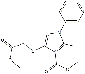 2-Methyl-4-[(methoxycarbonyl)methylthio]-1-phenyl-1H-pyrrole-3-carboxylic acid methyl ester Structure