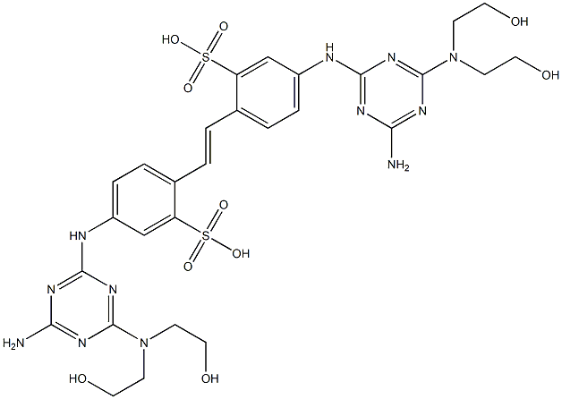 2,2'-(1,2-Ethenediyl)bis[5-[[4-amino-6-[bis(2-hydroxyethyl)amino]-1,3,5-triazin-2-yl]amino]benzenesulfonic acid] Structure