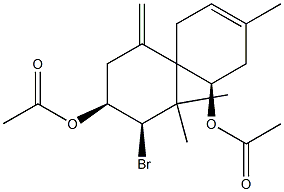 (5R,8R,9S)-5,9-Bis(acetyloxy)-8-bromo-3,7,7-trimethyl-11-methylenespiro[5.5]undec-2-ene 구조식 이미지