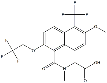 [N-[[2-(2,2,2-Trifluoroethoxy)-6-methoxy-5-trifluoromethyl-1-naphthalenyl]carbonyl]-N-methylamino]acetic acid Structure