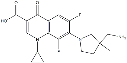 7-[3-[(Amino)methyl]-3-methylpyrrolizino]-1-cyclopropyl-6,8-difluoro-1,4-dihydro-4-oxo-3-quinolinecarboxylic acid 구조식 이미지