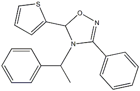 3-Phenyl-4-(1-phenylethyl)-5-(2-thienyl)-4,5-dihydro-1,2,4-oxadiazole 구조식 이미지