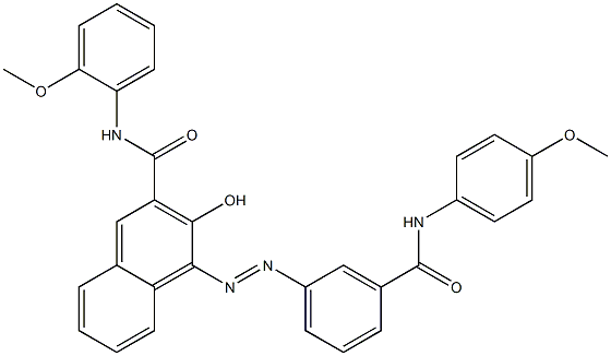 4-[[3-[[(4-Methoxyphenyl)amino]carbonyl]phenyl]azo]-3-hydroxy-N-(2-methoxyphenyl)-2-naphthalenecarboxamide 구조식 이미지