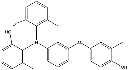 N,N-Bis(2-hydroxy-6-methylphenyl)-3-(4-hydroxy-2,3-dimethylphenoxy)benzenamine 구조식 이미지