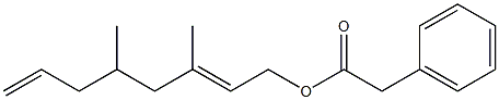 Phenylacetic acid 3,5-dimethyl-2,7-octadienyl ester 구조식 이미지